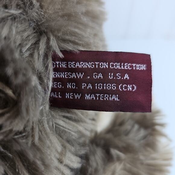 The Bearington Collection Sloth Plush 12 inch Stuffed Animal Brown Sweet Face - Picture 13 of 14